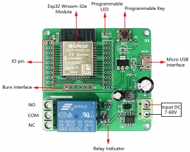 DC 5-60V ESP32 Single Channel Wireless WIFI Relay Module ESP32-WROOM Development Board